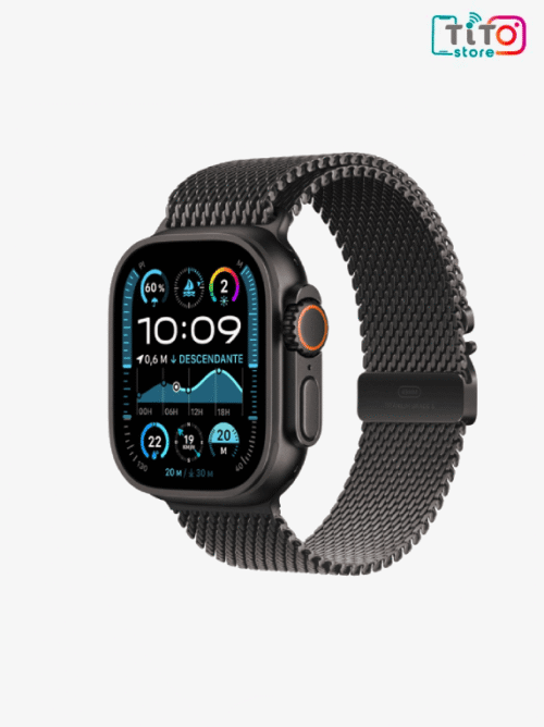 Apple Watch Ultra 2,BOITIER NOIR – Titanium Milanese Loop